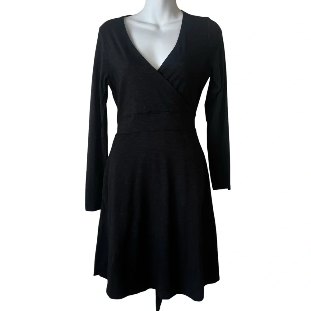 Toad&Co Women's Freesia Long-Sleeve Wrap Dress Black S Toad&Co Women's Freesia Long-Sleeve Wrap Dress Black S